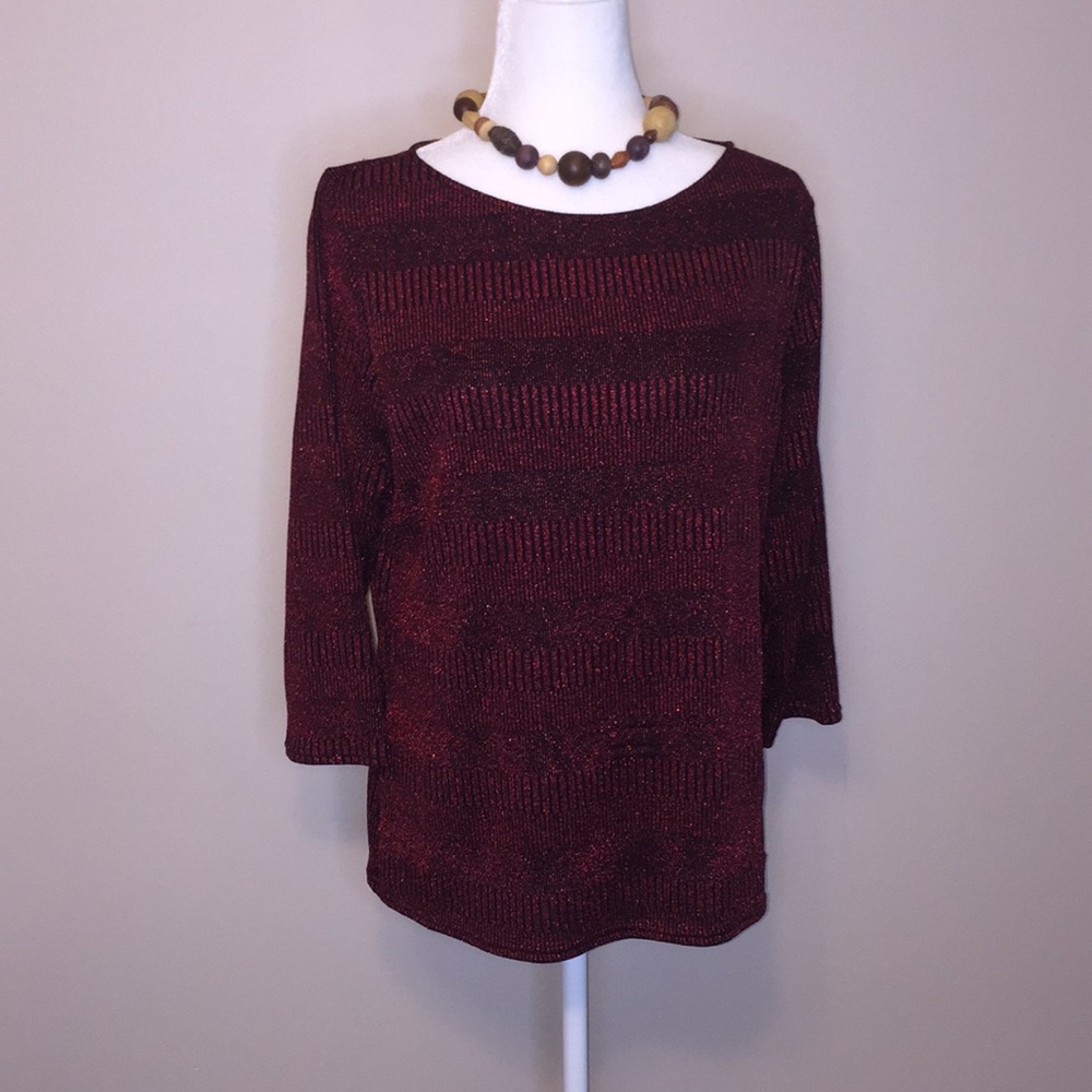 NEW Peck & Peck Women’s Metallic Red/Black Shirt XL